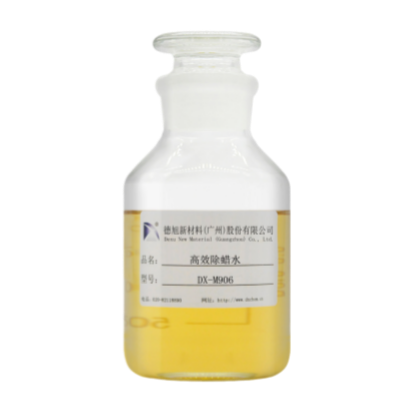 高效除蠟水 DX-M906采用高效溶蠟表面活性劑、有機堿、助溶劑等研制而成，具有除蠟徹底、滲透力強、快速剝離、無毒且安全環(huán)保的特性。可熱浸清洗或超聲波清洗，廣泛適用于電鍍、噴砂、噴漆等表面處理前的除蠟清洗。